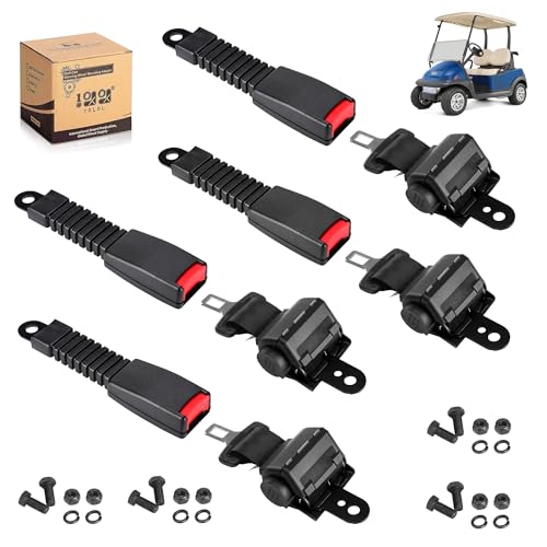 9.99WORLD MALL 4PCS Universal Golf Cart Seat Belt Kit for Yamaha EZGO Club Car, Fits Front & Rear Seat, 42' Retractable (No Mounting Bar)