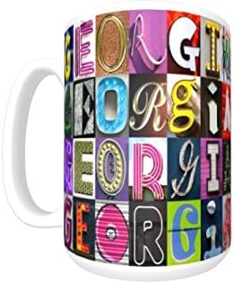 GEORGIA Coffee Mug / Cup - using photos of sign letters - personalized