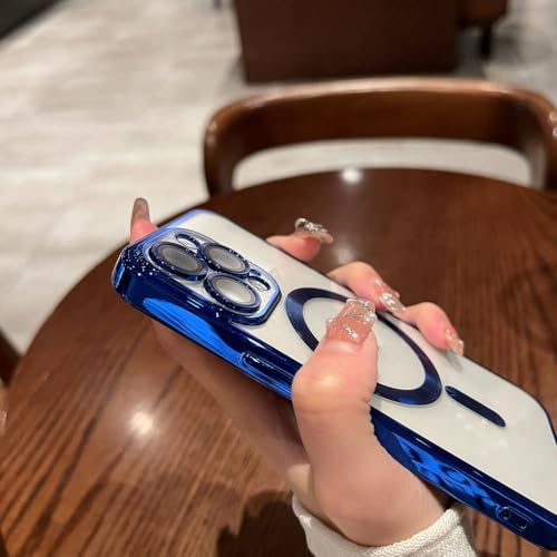 Étui magnétique iPhone 12 Pro Max transparent antichoc bleu marine