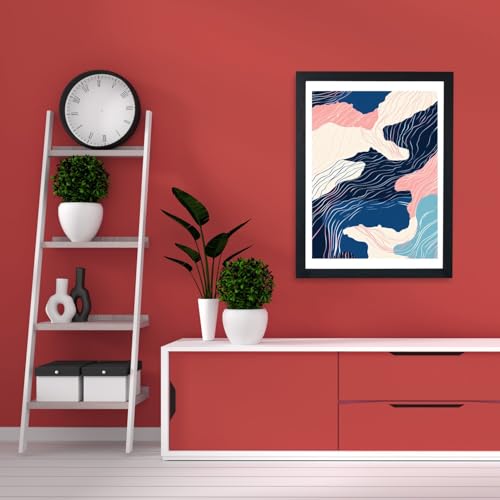 Impression encadrée moderne Contour Flow grand format avec motif abstrait topographique - 4