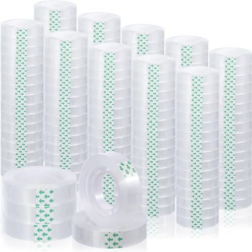 Image of Jetec 100 Rolls Clear Tape Bulk Transparent Invisible Tape Refills 1 /2 x 1260 Inches Glossy for Gift Wrapping Dispenser Office School Home Use Gift Wrap Desk Supplies