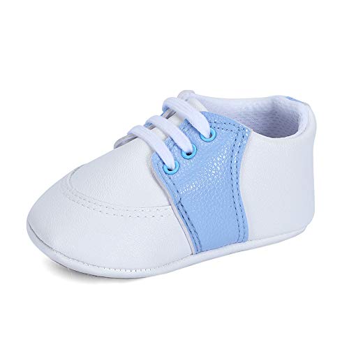 Toddler Boys Lace Up Sneakers Anti Skid Infant Baby Oxford Loafer Flats Crib Wedding Dress Shoes, Blue 3-6 Months #TOP27