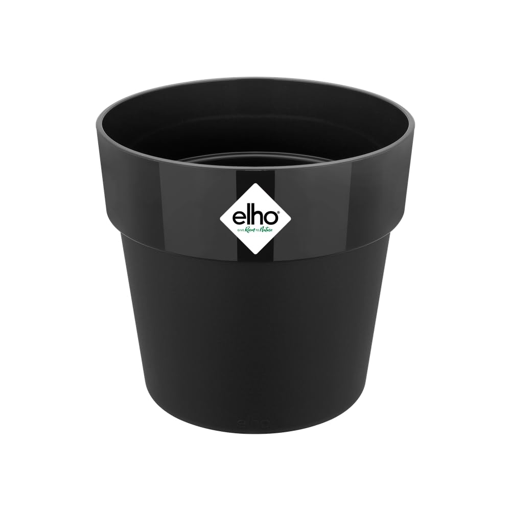 elho B.for Original Round 25 - Flower Pot for Indoor - 100% Recycled Plastic - Ø 24.7 x H 23.2 cm - Black/Living Black