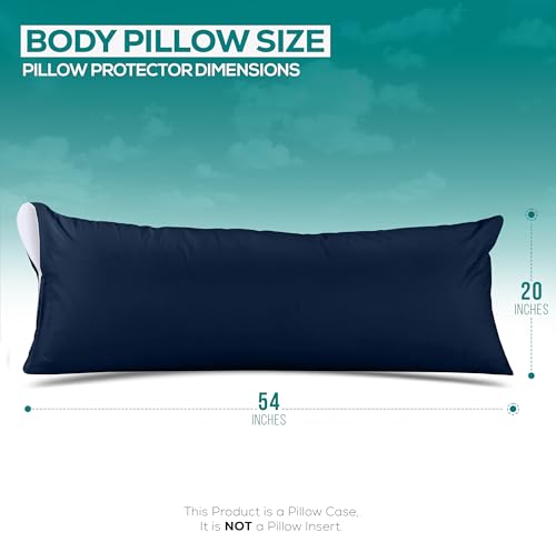 Image of Utopia Bedding Premium 100% Waterproof Pillow Protectors with Zipper Body Size (Set of 2), Bed Bug and Dust Mite Proof Zippered Pillow Covers, Pillow Encasement Cases, Navy
