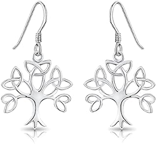DTPsilver - 925 Sterling Silver Earrings Celtic Trinity Tree of Life Design