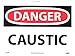 NMC D403PB OSHA Sign, Legend "DANGER - CAUSTIC", 14" Length x 10" Height, Pressure Sensitive Vinyl, Red/Black on White