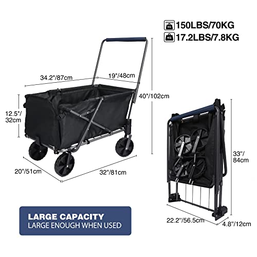 Redcamp Folding Dog Wagon Cart With Extendable Rear End Heavy Duty, 134L Large Collapsible Utility Pet Wagon Garden Cart With Wheels For Camping Sports Shopping #TOP1