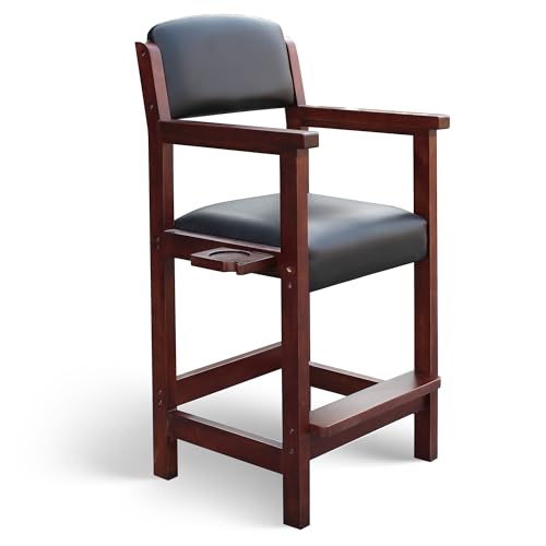 Hathaway Cambridge Spectator Chair – Antique Walnut Billiard Stool with Cushioned Seat, Footrest, and Storage – 25" L x 22.5" W x 44.25" H with 30.5" Seat Height - Pool Table Accessories and Decor