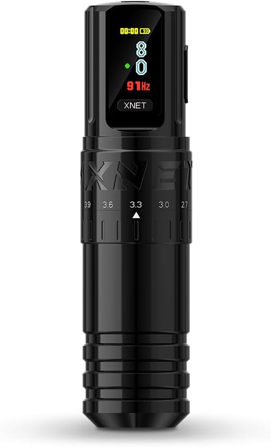 XNETVipera Adjustable Stroke Tattoo Gun - Wireless Tattoo Machine, Rotary Cartridge Tattoo Pen with 2400mAh Battery Coreless Motor Tattoo Supply for Professional Tattoo Artists & Beginners, Black