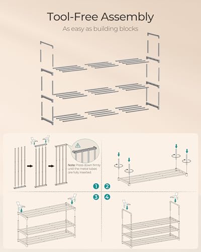 Image of SONGMICS Shoe Rack, 3-Tier Shoe Organizer, Metal Storage Shelf
