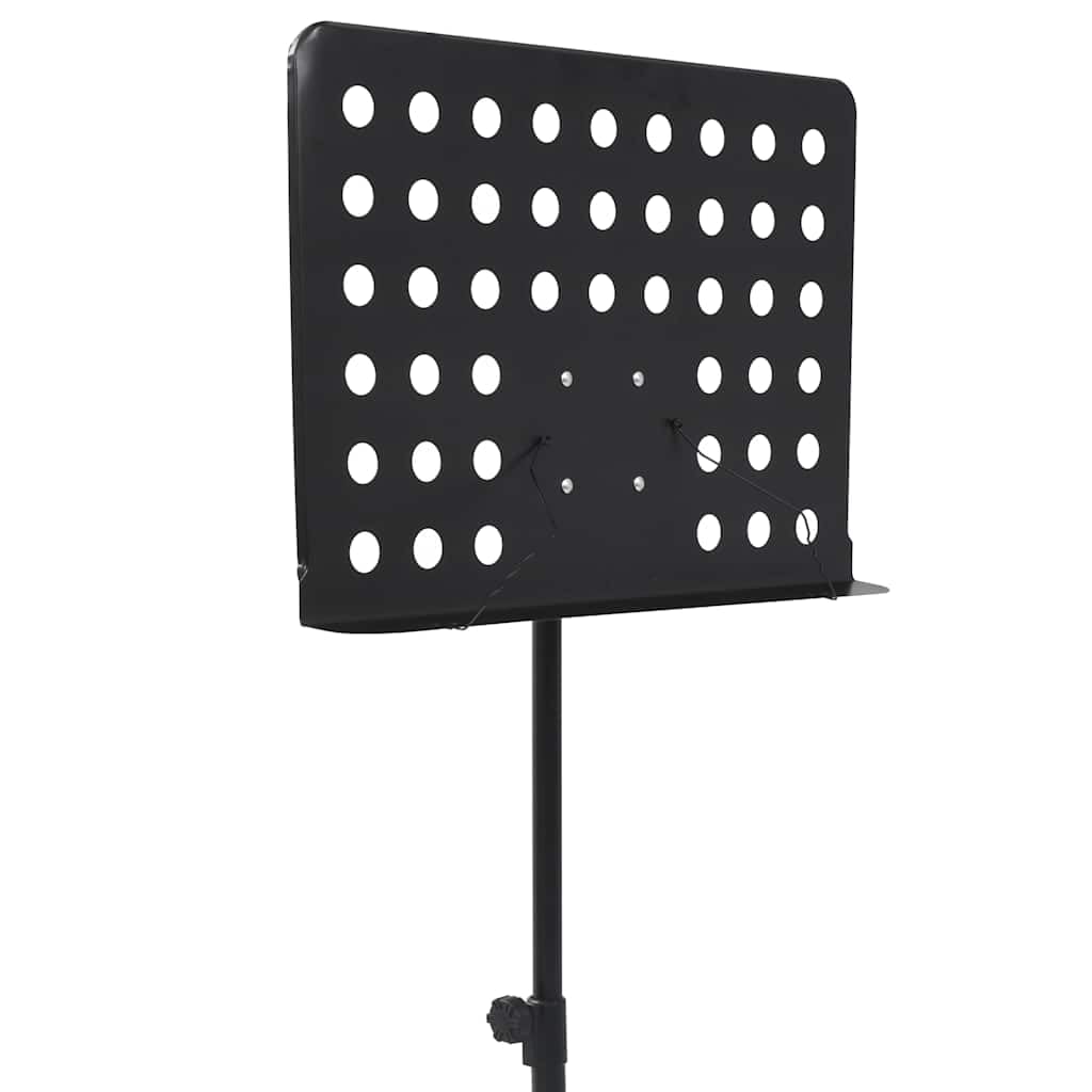 Notenständer Schwarz aus Stahl höhenverstellbar 75 bis 142 cm mit Auflagefläche, stabile Stativbeine für Bühne Proberaum Wohnzimmer, Musikständer für Ordnung und Schutz
