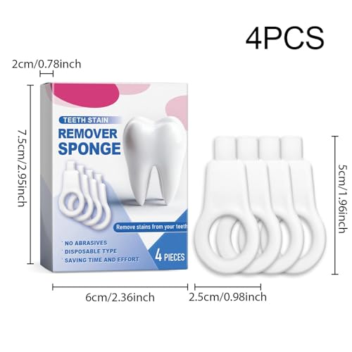 Teksome Zahnfleckenentferner, Werkzeug zum Entfernen von Zahnflecken, 4 Stück Zahnradierer, Polierer, Fleckenentferner, Radiergummi, Weiche Zahnreinigungsschwämme, Werkzeug zum Entfernen von – Bild 7