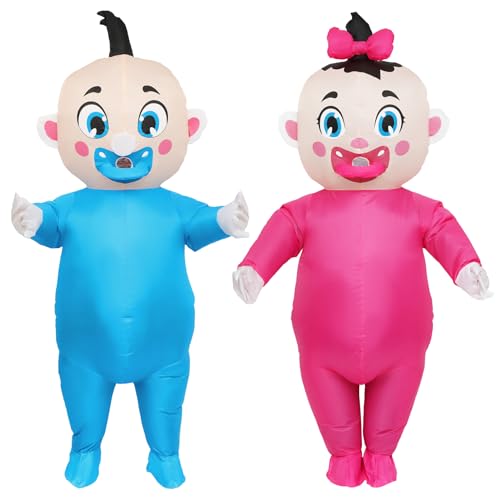 Deerdtride 2 Pack Giant Inflatable Baby Costume 91 Blow Up Outfit for Adults Baby Gender Reveal Party & Gender Reveal Ideas Boy Girl Reveal Costume for Halloween Christmas Cosplay