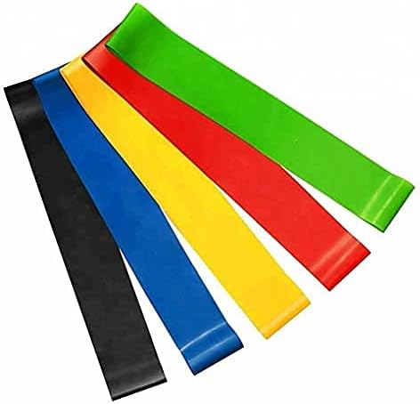 5 Resistance Bands Set, Premium Quality Natural Latex, Non-Toxic, Skin-Friendly, Ideal for Yoga Pilates, Strength Training