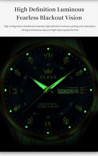 Image of OLEVS Men's Waterproof Watches Stainless Steel Waterproof Chronograph Wrist Watches Luxury Dress White Luminous Big Face Analog Quartz Male Watches