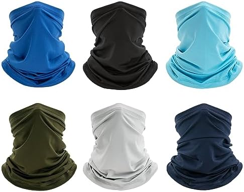 6 Pack Neck Gaiter Bandana Face Mask: Cooling Gator Mask for Outdoor Protection Breathable Face Cover Neck Scarf Protect from Dust Sun for Men Women Fishing Cycling Facemask Gaitor Balaclava, Navy