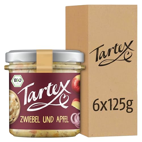 Tartex Bio Brotaufstrich Herzhaft | Veganer Aufstrich | Zwiebelschmalz | Apfel Zwiebel Schmalz | 6 Gläser im Vorteilspack | lecker auf Brot oder zum Verfeinern von Gerichten | 750g