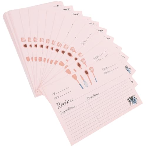 FONDOTIN Schede di Ricette Fai da Te 50 Fogli in Carta Resistente per Uso Quotidiano Accessori da Cucina per Annotare Metodi di Cottura e Idee Formato Compatto per Cucina e Casa