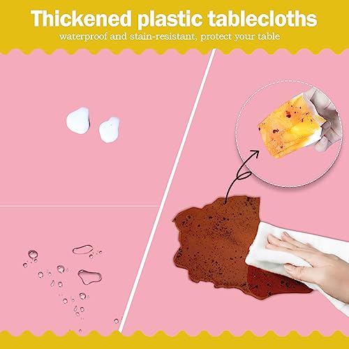 Pink 6 Pack Plastic Table Cloth 54" x 108", Disposable Tablecloths Rectangle Table Cover, Plastic Tablecloths for Parties - Image 4