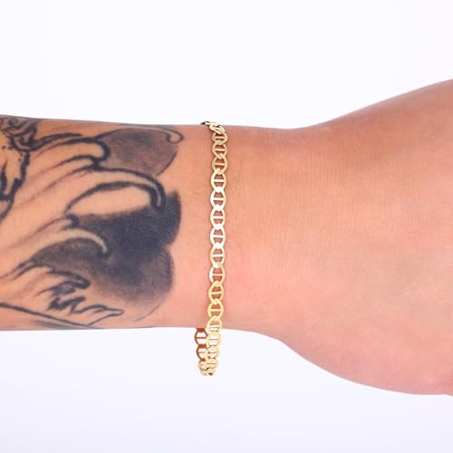Nuragold 10K Real Yellow Gold Solid Mariner Chain Anchor Link Bracelet 7"-9" (2.5mm-9mm) Italian Jewelry for Men & Women4