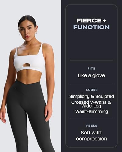 Aoxjox Flare Leggings for Women Trinity Tummy Control High Waisted Wide Leg Crosswaist Yoga Pants 29"/31"/33"4