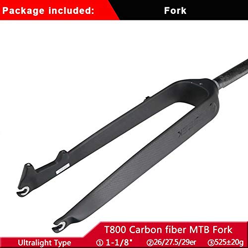 【Us Stock】 1-1/8" 26/27.5/29" 3K T800 Full Carbon Fiber Rigid Disc Brake Mtb Fork, 28.6Mm Threadless Straight Tube Superlight Mountain Bike Front Forks Expander Top Cap #TOP6
