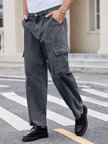 Image of TAGAS Men Loose Fit Men's Flip Pocket Cargo Pant|Man Stylish Cotton Loose Fit Denim Jeans || Multi-Pocket Styling || Perfect for Casual Fashion || Comfortable Classic Men's Outerwear (MDJ-33)