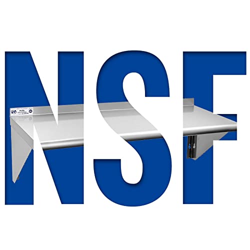Image of Hally Stainless Steel Shelf 14 x 48 Inches, 350 lb, Commercial Wall Mount Floating Shelving for Restaurant, Kitchen, Home and Hotel