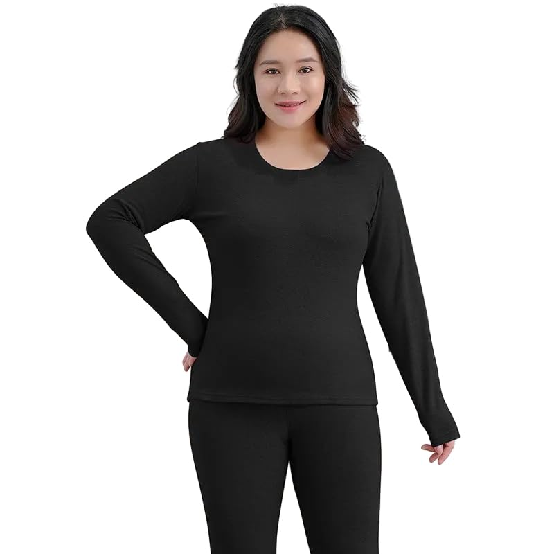 OFFSUM Ropa Interior Térmica Mujer - Pantalones Largos De Invierno Y Otoño para Mujer, Traje De Lencería De Talla Grande De 2 Piezas, Tops Ajustados, Ropa Informal Cálida, Ropa De Descanso Diar