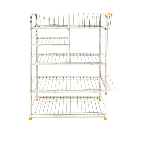Image of Stainless Steel Wall Mount Kitchen Racks | Dish Rack with Cutlery and Plate Kitchen Stand | Modular Kitchen Bartan Stand | Kitchen Organizer Items (31 X 24 Inch) Wt-5.6kg