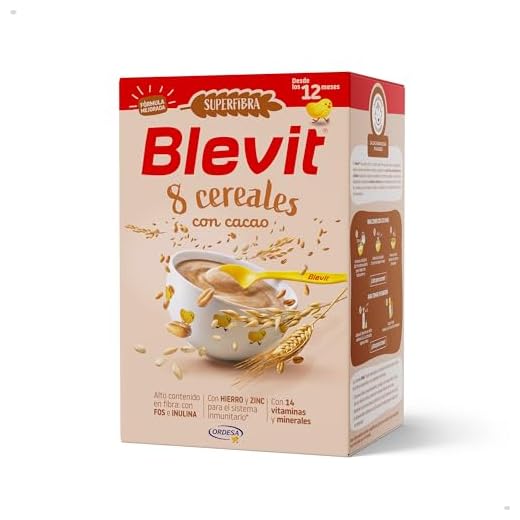 Blevit Superfibra 8 Cereales con Cacao | 500g | Papilla de 8 Cereales para Bebé desde los 12 Meses - Con Cacao, Vitaminas, Minerales y Fibra