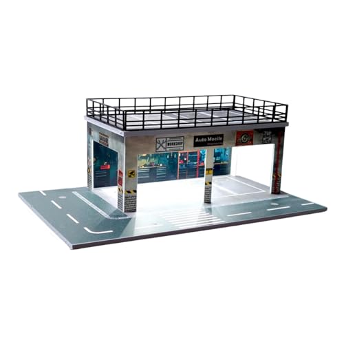 Garaje para Coches a Escala 1:64, Estacionamiento Diorama de Exhibición para Modelos Diecast (29x18x10 cm / 11.4x7.1x3.9 in)