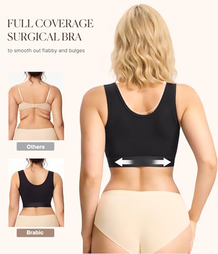 Image of BRABIC Surgical Bra Front Closure - Comfort Compression Mastectomy Bras for Women Post Surgery with Full Coverage