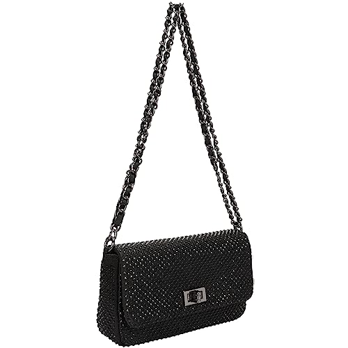 Dexmay Classic Flap Crystal Bag Small Evening Clutch Handbag Party Rhinestone Purse Black