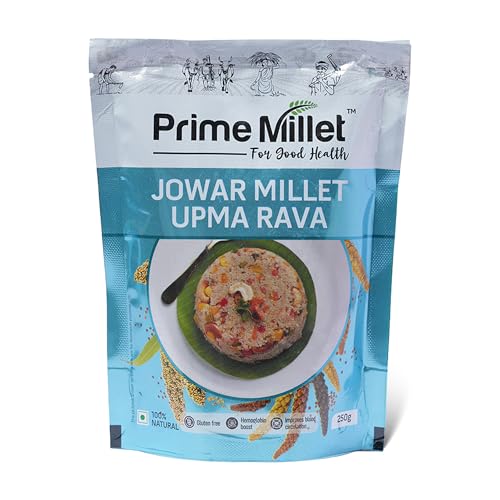 Image of Prime Millet For Good Health Organic Jowar Upma Rava | Premium Sorghum Millet Upma Mix | High Fiber Superfood | Gluten Free Healthy Breakfast Ingredient | Supports Healthy Digestion | Natural Unpolished Jowar Rava | Ancient Grain Nutrition (250 Gram)