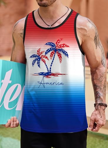 Image of VOGSTART Mens Hawaiian Beach Tank Tops Summer Vacation Muscle Top Graphic Sleeveless Shirts (S-3XL)