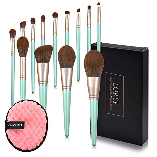 LORYP Makeup Brush Sets For lady - 13pcs Cosmetic Brushes Set Free Reusable Makeup Remover Pads For More Convenient and