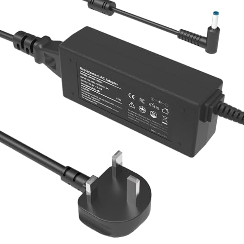 Byprlvps 45W Laptop Charger Compatible with HP Pavilion 11 13 15 ProBook 430 440 450 Stream 11 13 14 Elitebook 840 850 Envy Chromebook 11 14 Spectre x360 x2 11 13 UK AC Adapter(4.5mm*3.0mm)