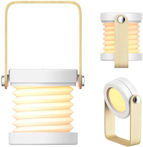 Preisvergleich Produktbild HIGHKAS Led tragbare tischlampe nachtlichter klapp Schreibtisch Laterne Touch Control aufladbare Laterne Lichter 3 helligkeitsstufen holzgriff smart Taschenlampe für nachtleselampe