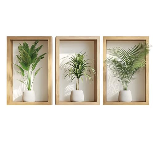 Auriselle 1 pieza 39,3 * 80 cm Adhesivo decorativo pared con macetas verdes, flores y jarrones - Decoración adhesiva 3D plantas y hojas verdes - Cuadro moderno para salón, oficina, hotel, cocina