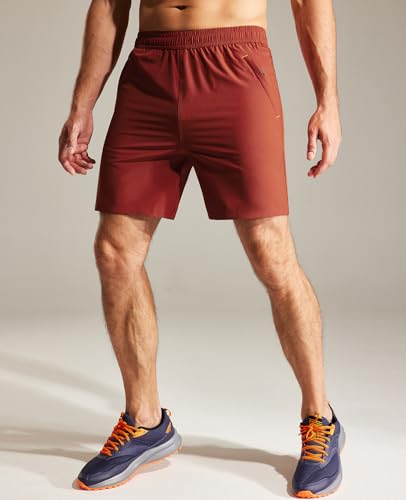 Image of MIER Men's Quick Dry Running Shorts with Zipper Pocket Elastic Waist Athletic Workout Exercise Shorts