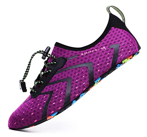 CanLeg Water Swim Shoes Beach Sports Quick Dry Barefoot for Womens Mens(CL196001Purple37)
