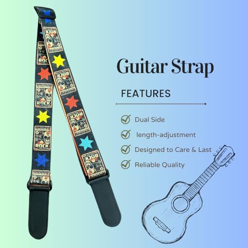 Image of DEVICE OF URBAN INFOTECH Guitar Strap Belt for Acoustic & Electric Guitar Adjustable Buckle Guitar Strap Modern Design Guitar Belt For Acoustic /Bass /Electric Guitars