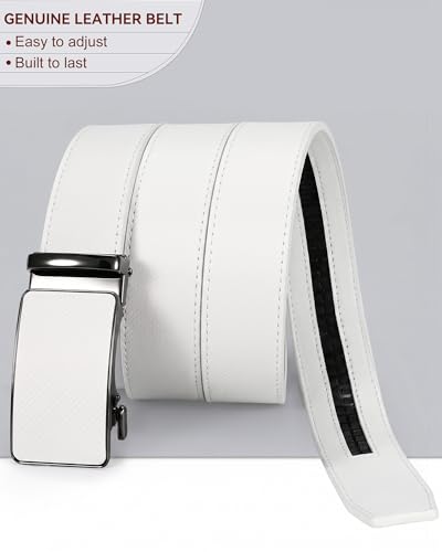 Image of VONMELLI Mens Belt Genuine Leather Ratchet Belt for Men Dress | Adjustable Buckle, Trim to Fit, for Men Pant Jeans, Business & Casual Wear, Smooth Sliding