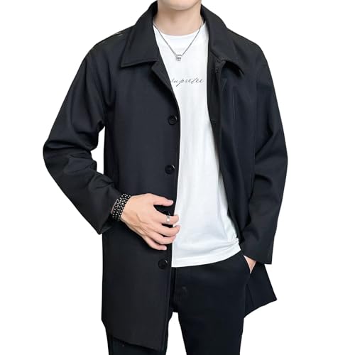 [VICALLED] トレンチコート メンズ 秋冬服 大きいサイズ ステンカラー フライフロント 防風 皺になりにくい スプリングコート ミドル丈 ビジネス 無地 仕事 通勤の商品画像（Amazon）