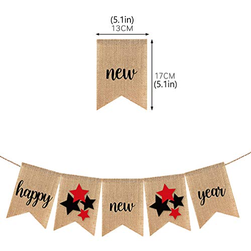 KESYOO Banner de Feliz Ano Novo Vintage Rabo de Andorinha de Aniagem 2021 Guirlanda de Festa de Vésp