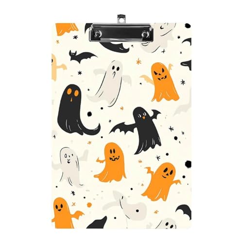 Halloween Ghosts Cats Bats Acrylic Office Clipboards with Low Profile