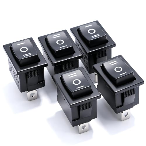 mxuteuk 5pcs Momentary Rocker Switch (ON)-Off-(ON) Toggle Power Snap-in SPDT 3 Pin AC 250V 6A 125V 10A, Use for Car Auto Boat Household Appliances MXU1-2-123
