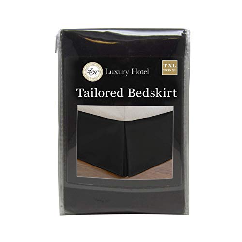 Lux Hotel Microfiber Tailored Style Bed Skirt With Classic 14 Inch Drop Length, Twin Xl, Black #TOP6