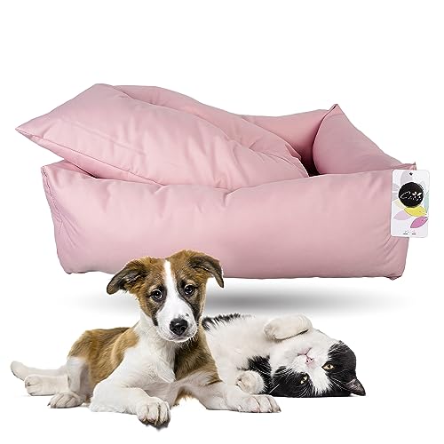 Crea Bed - Cuccia lettino per cani idrorepellente resistente ai graffi, realizzata a mano in Italia. Cuscino per Cane tessuto robusto per l'uso interno ed esterno.M/L |85 x 70 cm, ROSA